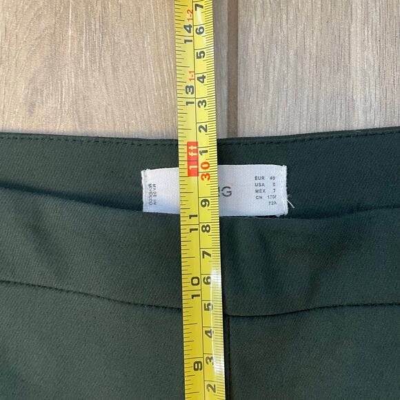 MNG Mango Womens Pants US 8 Green Cropped Stretch Straight Leg Trousers Workwear - Picture 7 of 8